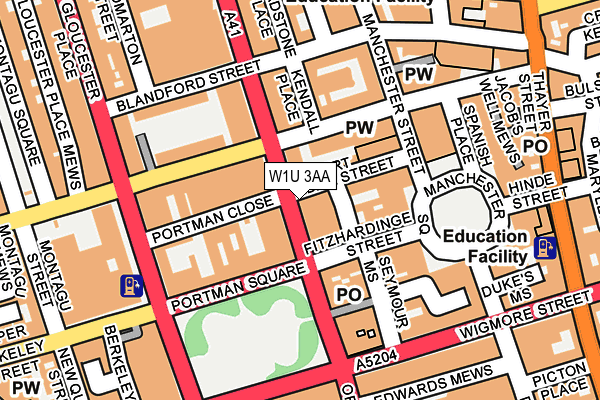 W1U 3AA map - OS OpenMap – Local (Ordnance Survey)