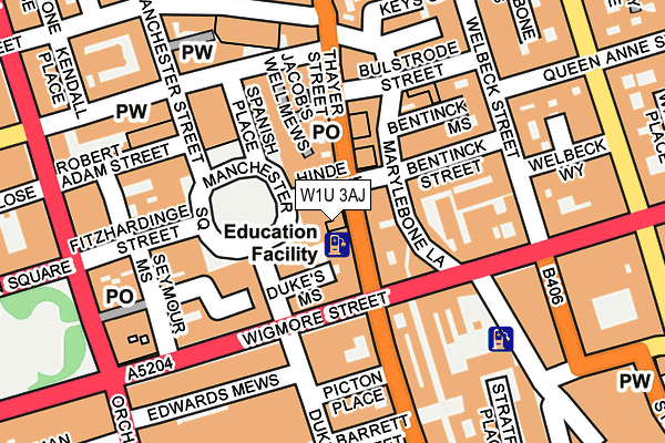 W1U 3AJ map - OS OpenMap – Local (Ordnance Survey)