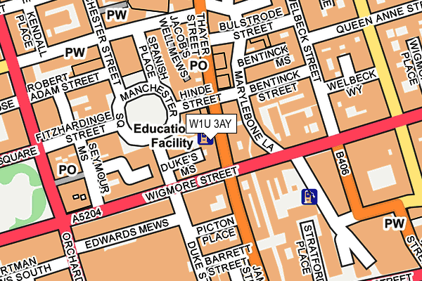 W1U 3AY map - OS OpenMap – Local (Ordnance Survey)