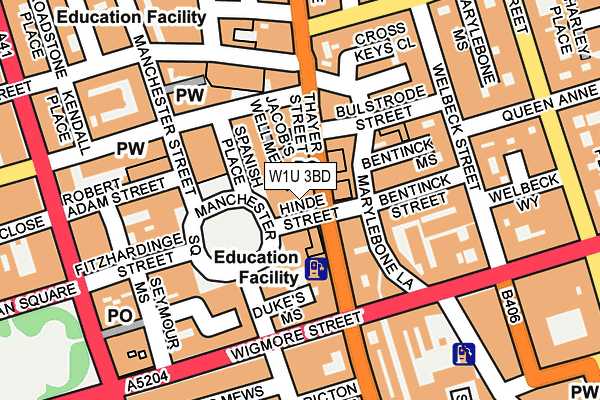 W1U 3BD map - OS OpenMap – Local (Ordnance Survey)