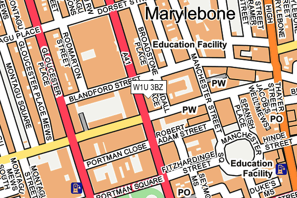 W1U 3BZ map - OS OpenMap – Local (Ordnance Survey)
