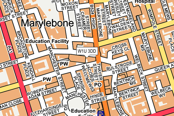 W1U 3DD map - OS OpenMap – Local (Ordnance Survey)