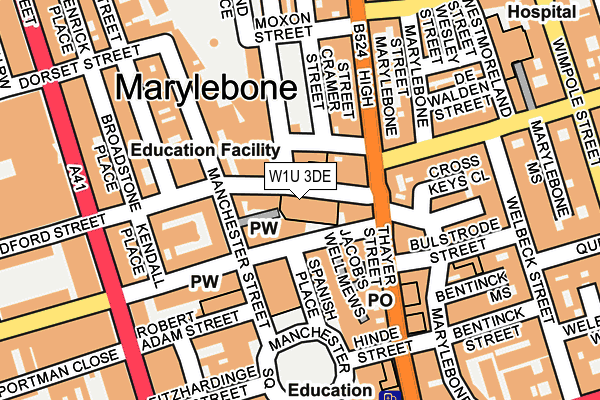 W1U 3DE map - OS OpenMap – Local (Ordnance Survey)