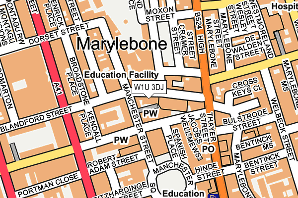 W1U 3DJ map - OS OpenMap – Local (Ordnance Survey)