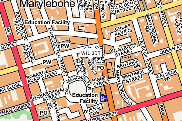 W1U 3DR map - OS OpenMap – Local (Ordnance Survey)