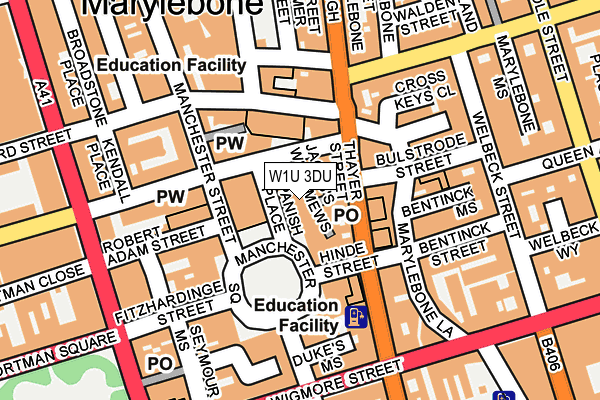 W1U 3DU map - OS OpenMap – Local (Ordnance Survey)