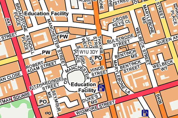 W1U 3DY map - OS OpenMap – Local (Ordnance Survey)