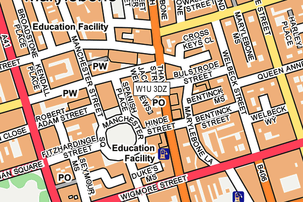 W1U 3DZ map - OS OpenMap – Local (Ordnance Survey)