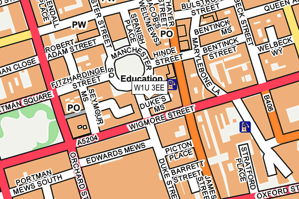 W1U 3EE map - OS OpenMap – Local (Ordnance Survey)