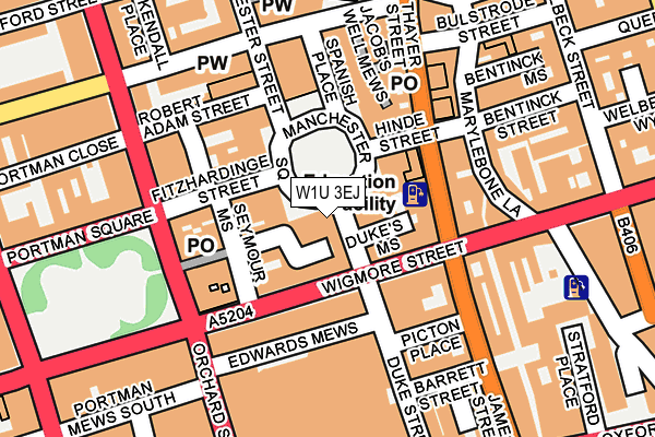 W1U 3EJ map - OS OpenMap – Local (Ordnance Survey)