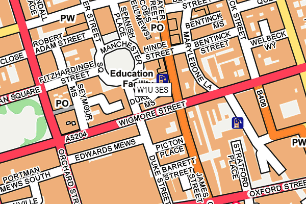 W1U 3ES map - OS OpenMap – Local (Ordnance Survey)