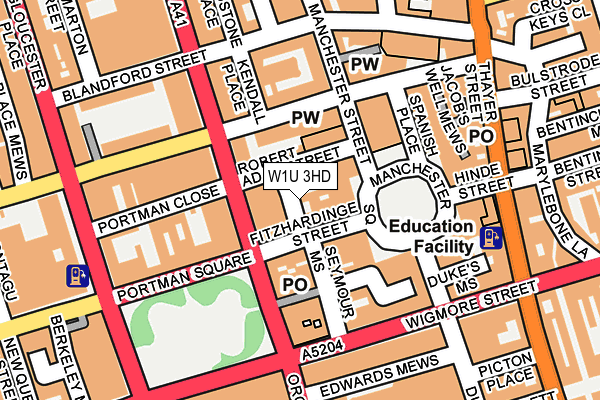 W1U 3HD map - OS OpenMap – Local (Ordnance Survey)
