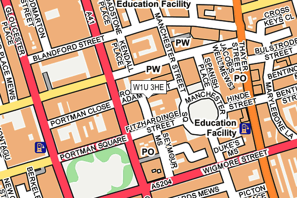 W1U 3HE map - OS OpenMap – Local (Ordnance Survey)