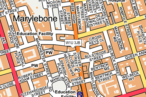 W1U 3JB map - OS OpenMap – Local (Ordnance Survey)