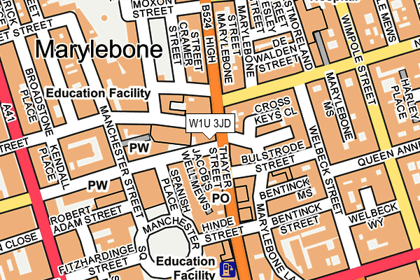 W1U 3JD map - OS OpenMap – Local (Ordnance Survey)