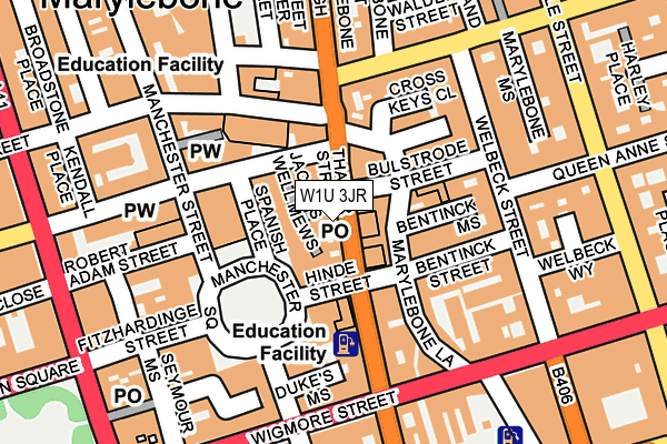 W1U 3JR map - OS OpenMap – Local (Ordnance Survey)