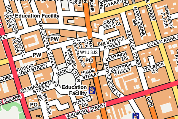 W1U 3JS map - OS OpenMap – Local (Ordnance Survey)