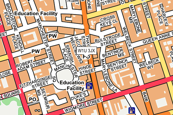 W1U 3JX map - OS OpenMap – Local (Ordnance Survey)