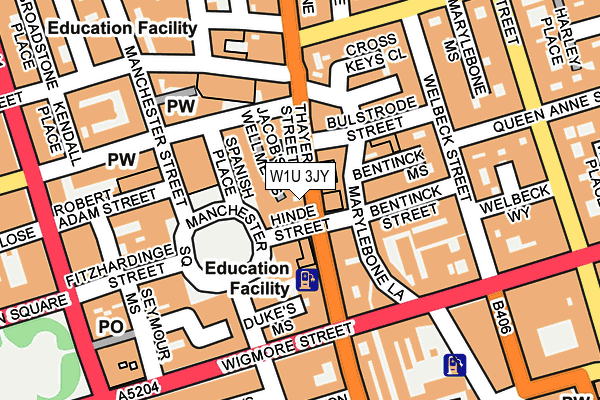 W1U 3JY map - OS OpenMap – Local (Ordnance Survey)