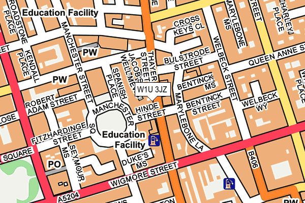 W1U 3JZ map - OS OpenMap – Local (Ordnance Survey)