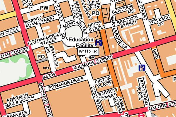 W1U 3LR map - OS OpenMap – Local (Ordnance Survey)