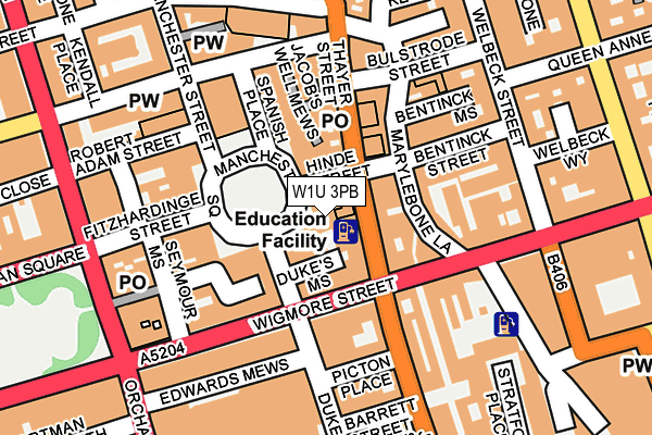 W1U 3PB map - OS OpenMap – Local (Ordnance Survey)