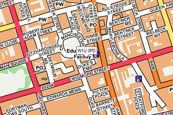 W1U 3PD map - OS OpenMap – Local (Ordnance Survey)