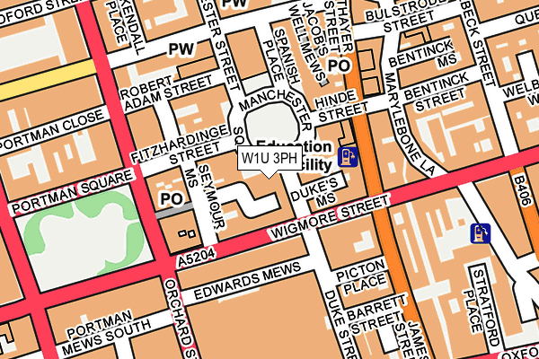 W1U 3PH map - OS OpenMap – Local (Ordnance Survey)