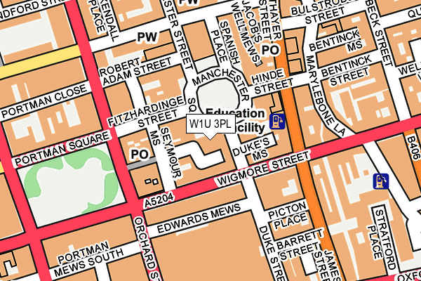 W1U 3PL map - OS OpenMap – Local (Ordnance Survey)