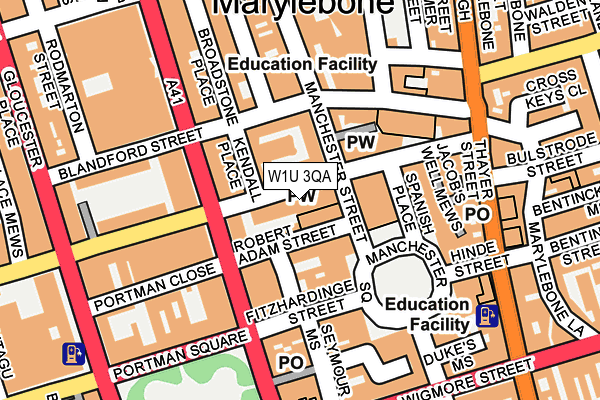 W1U 3QA map - OS OpenMap – Local (Ordnance Survey)