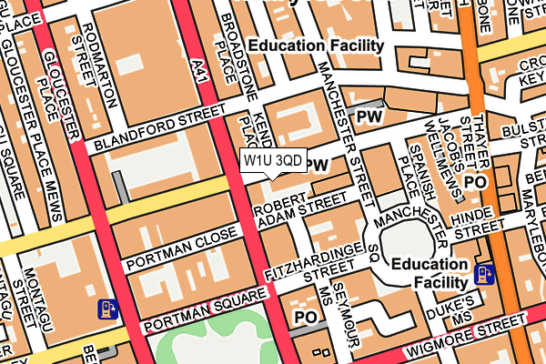 W1U 3QD map - OS OpenMap – Local (Ordnance Survey)