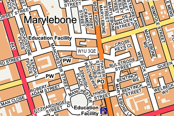 W1U 3QE map - OS OpenMap – Local (Ordnance Survey)