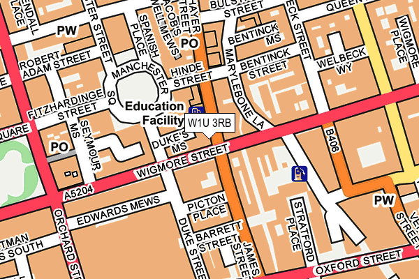 W1U 3RB map - OS OpenMap – Local (Ordnance Survey)