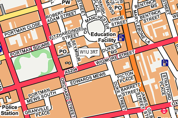 W1U 3RT map - OS OpenMap – Local (Ordnance Survey)
