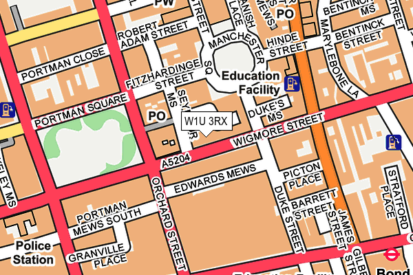 W1U 3RX map - OS OpenMap – Local (Ordnance Survey)