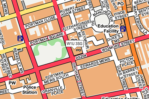 W1U 3SG map - OS OpenMap – Local (Ordnance Survey)