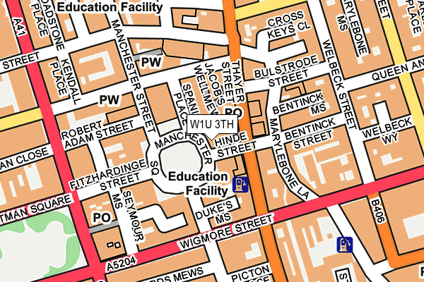 W1U 3TH map - OS OpenMap – Local (Ordnance Survey)