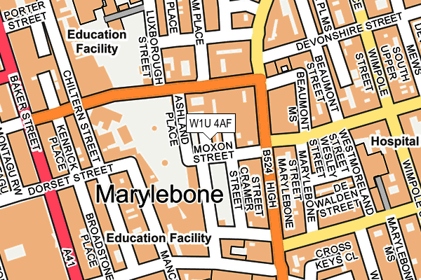 W1U 4AF map - OS OpenMap – Local (Ordnance Survey)