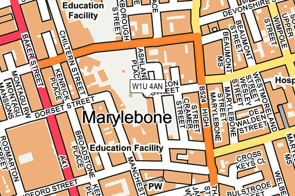 W1U 4AN map - OS OpenMap – Local (Ordnance Survey)