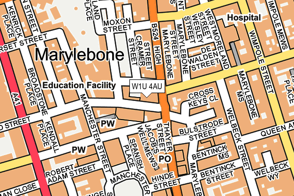 W1U 4AU map - OS OpenMap – Local (Ordnance Survey)