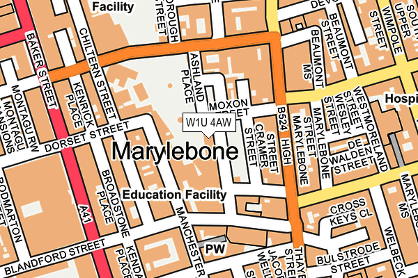 W1U 4AW map - OS OpenMap – Local (Ordnance Survey)