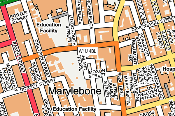 W1U 4BL map - OS OpenMap – Local (Ordnance Survey)