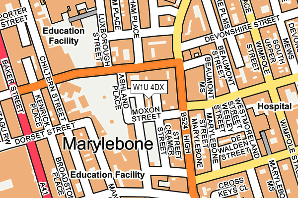 W1U 4DX map - OS OpenMap – Local (Ordnance Survey)