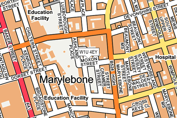 W1U 4EY map - OS OpenMap – Local (Ordnance Survey)