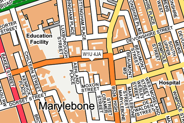 W1U 4JA map - OS OpenMap – Local (Ordnance Survey)