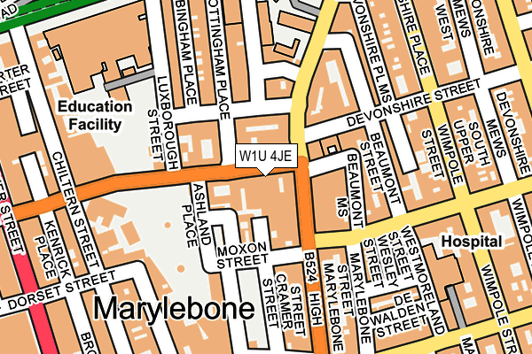 W1U 4JE map - OS OpenMap – Local (Ordnance Survey)