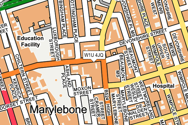 W1U 4JQ map - OS OpenMap – Local (Ordnance Survey)