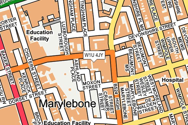 W1U 4JY map - OS OpenMap – Local (Ordnance Survey)