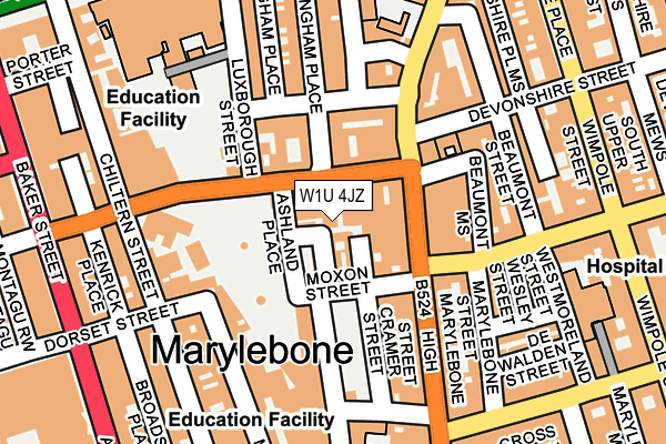 W1U 4JZ map - OS OpenMap – Local (Ordnance Survey)