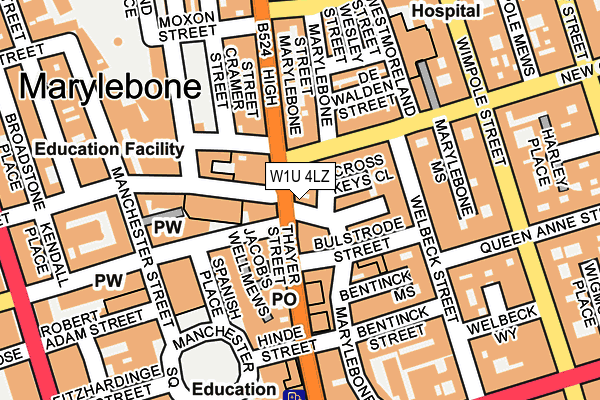 W1U 4LZ map - OS OpenMap – Local (Ordnance Survey)